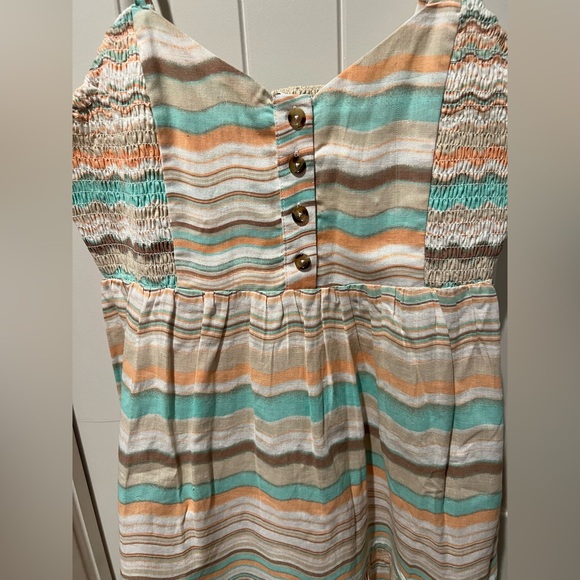 Love & Joy Striped orange, green, cream Button-Down Dress sz XL - Picture 2 of 4